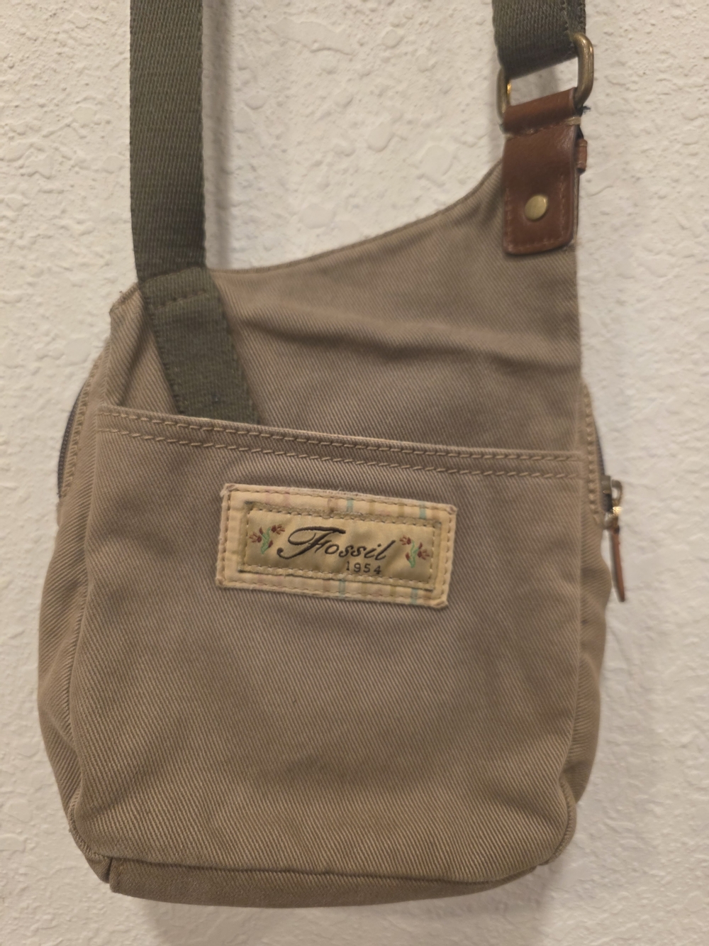 Fossil Tan Canvas Messenger Bag